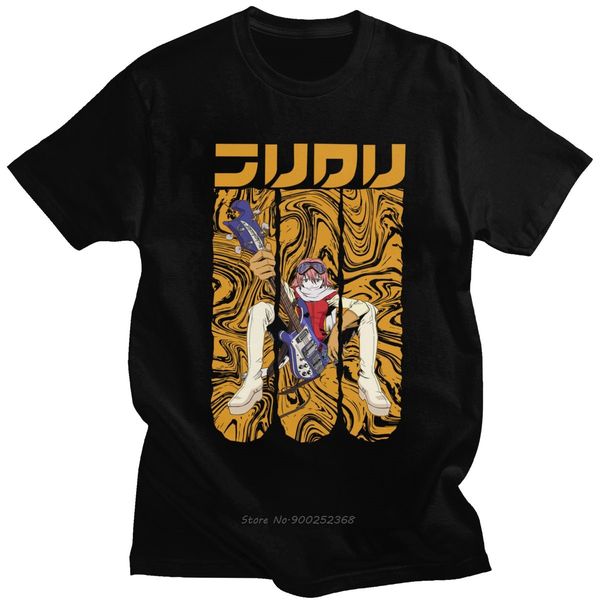 

дизайнеры балахон уникальный flcl fooly cooly мужчины короткие рукава повседневная аниме манга харуко haruhana свободный хлопок футболки тол