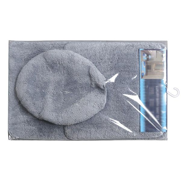 

bath accessory set good 3pc non-slip mat grey bathroom u-shaped contour rug, and toilet lid cover