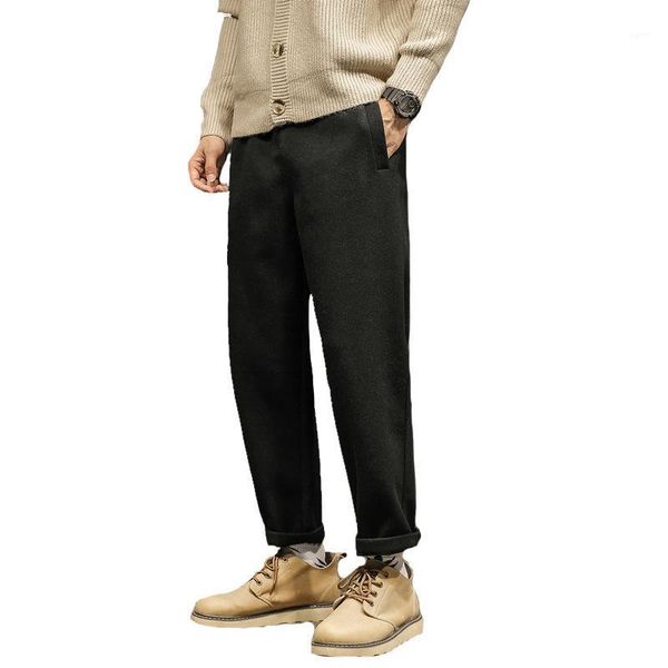 

men's wool casual pants winter new trouser1, Black