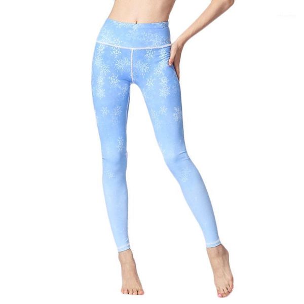 

yoga outfits ladies printed high waist bustretch pants ankle length elasticity running fitness leggings trousers pk/bu1, White;red