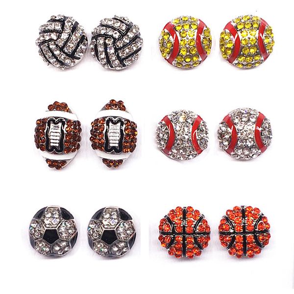 

sports competition ball stud earrings crystal rhinestone basketball baseball rugby softball earring for women jewelry dhl