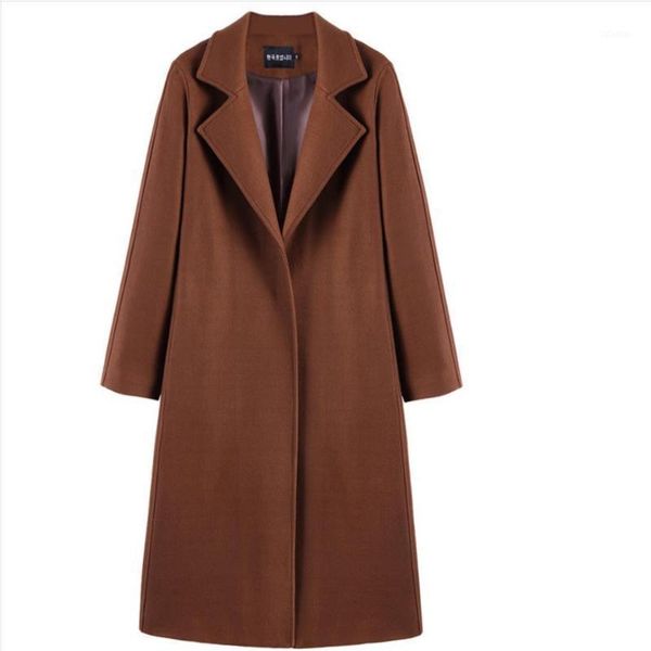

women's wool & blends 2021 double-faced cashmere women woolen coats autumn winter lady long coat1, Black