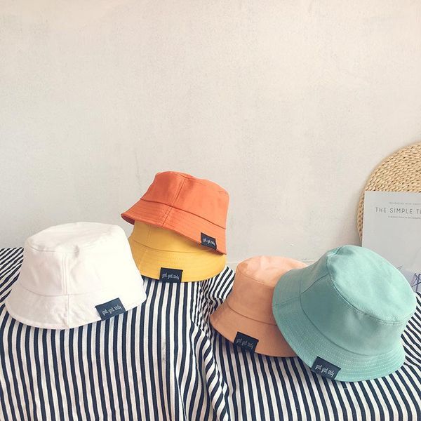 

caps & hats solid color cotton baby spring summer kids boys girls sun autumn fisherman hat beach caps1, Yellow