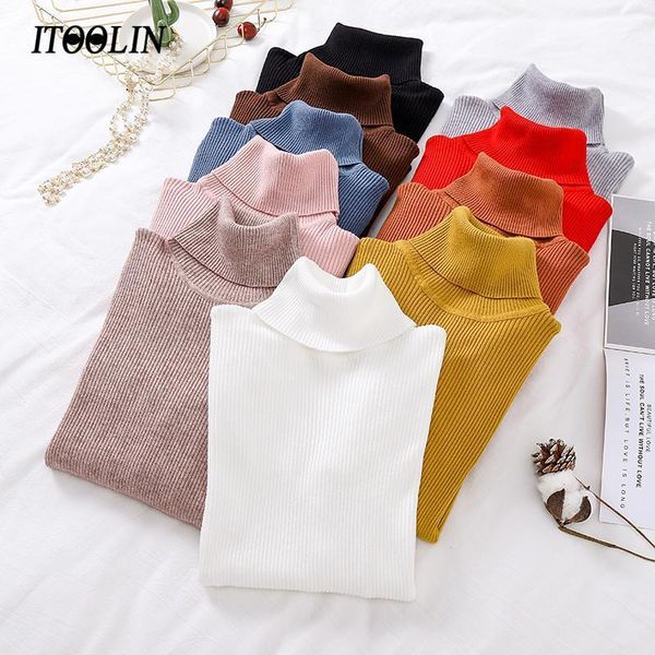 

plus size white turtleneck knitted sweater pullover women's jumper pull oversize autumn winter slim fit solid clothing1, White;black