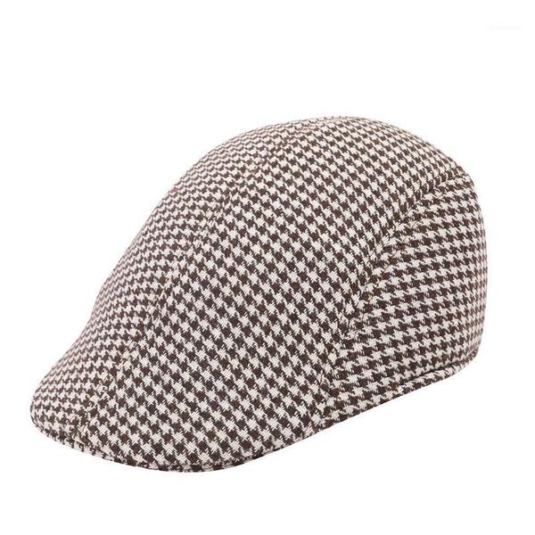 

2020 men beret caps winter warm soft houndstooth vintage hat casual comfort breathable beret flat cap 5color bomme1, Blue;gray