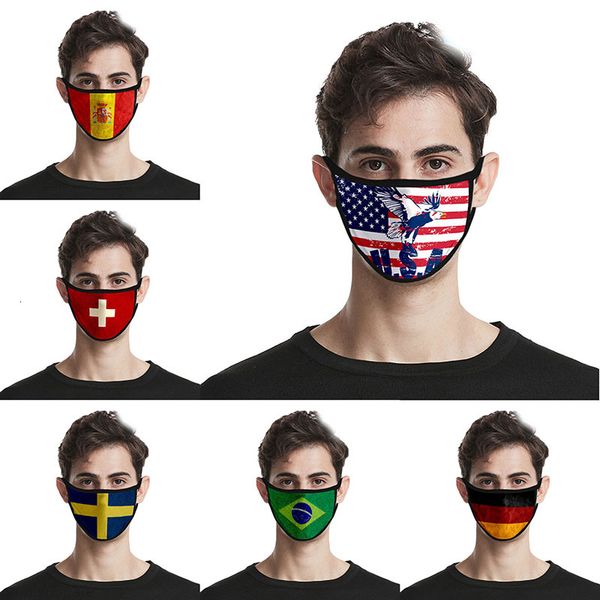 

3d printed national flag design anti-smog 3d color print face mask outside milk silk inside cotton yarn cloth cross-border breathable