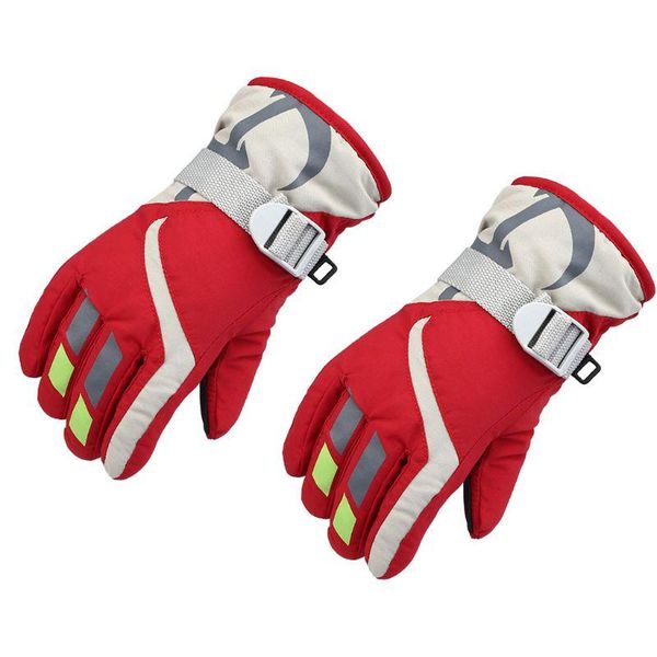 

ski gloves children boys girls waterproof winter snow thicken lining warm outdoor riding windproof anti-slip mittens with buckle