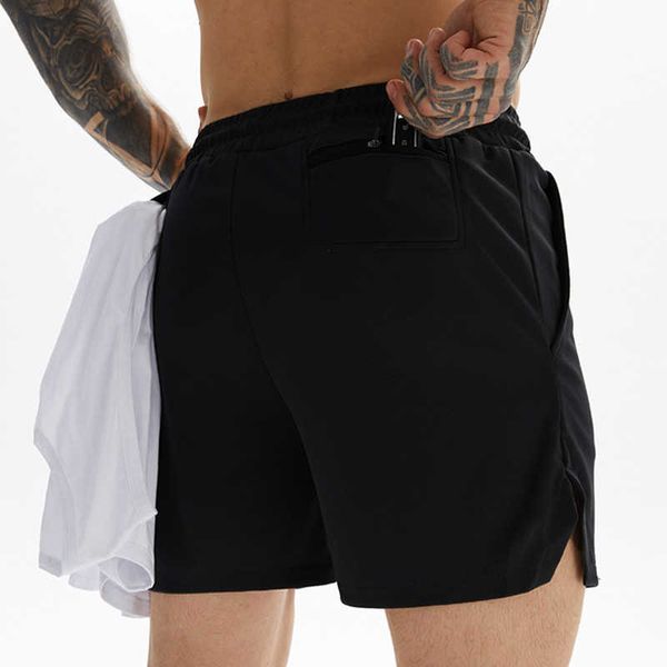 

running fitness single-deck quick dry gym jogging training workout summer short men sport shorts, White;black