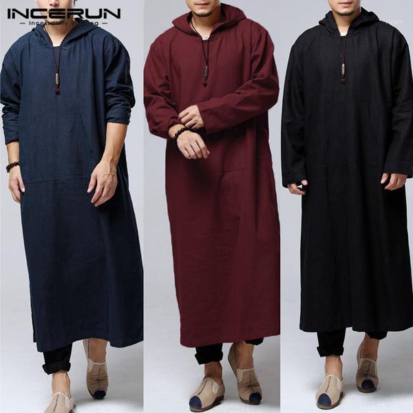 

ethnic islamic men hoodies muslim sweatshirts gown hiphop robe arab dress long sleeve cotton full length arab suits dress1, Black