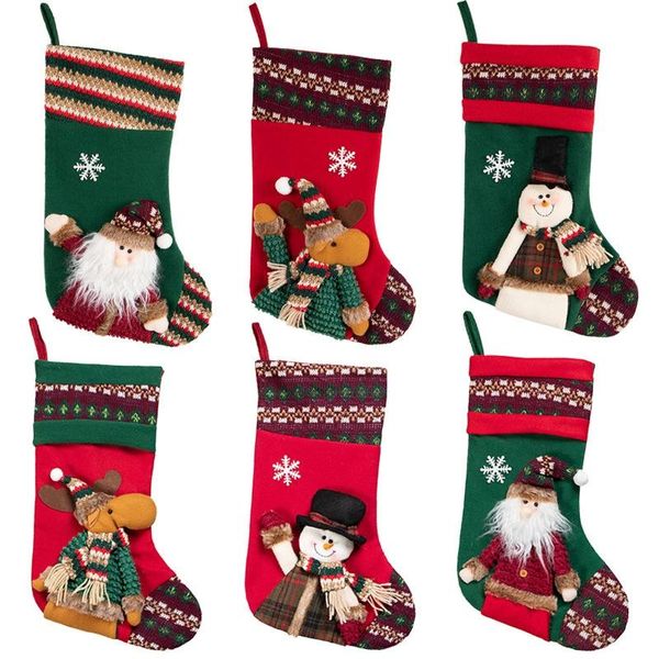 

christmas stocking santa snowman reindeer figures gifts bag xmas tree ornaments kids candy bags new year gift christmas