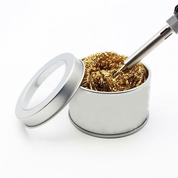 

cleaning ball desoldering soldering iron mesh filter cleaning nozzle tip copper wire cleaner ball metal dross box clean1