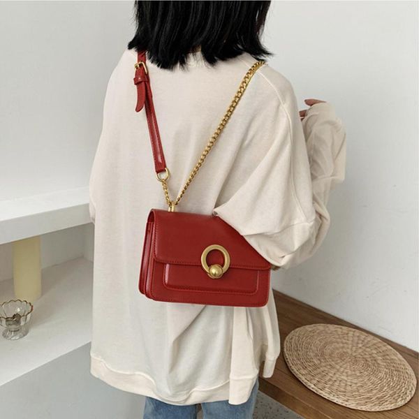 

small women pu leather crossbody bags fashion chain shoulder messenger bag solid design handbags casual tote bag for female