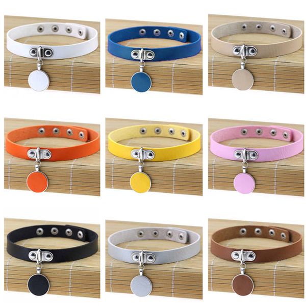 

rock gothic round pendant necklace leather collar leather necklace necklaces bracelets gswfn236 (with chain) mix order 20 pieces a lot, Golden;silver