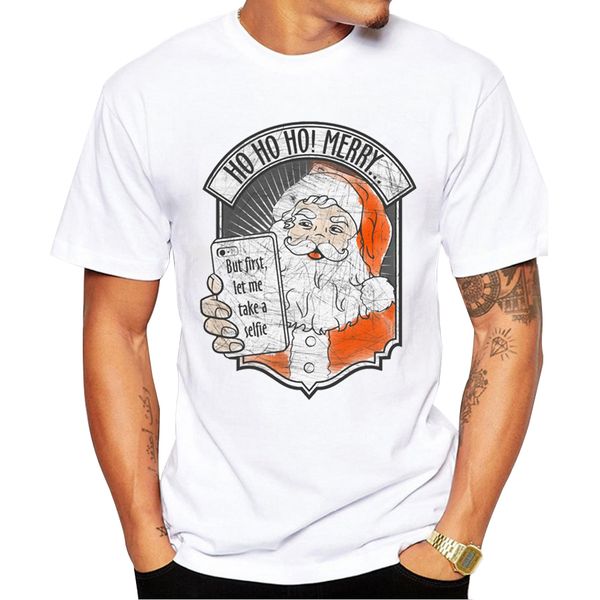 

2018 men's christmas t-shirt fashion santa selfie retro printed men t shirts short sleeve funny sport hooded sweatshirt hoodie
