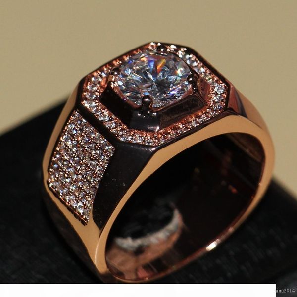 

valenk size 8 9 10 11 12 13 2016 men jewelry round cut 8mm z 925 sterling silver cz diamond rose gold plated band ring for love
