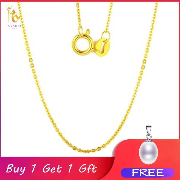 

nymph genuine 18k white yellow gold chain 18 inches au750 cost price necklace pendant wendding party gift for women[g1002] 201013, Silver
