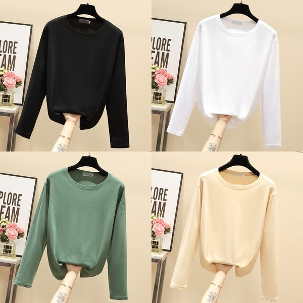 

autumn new fashion and versatile basic basic bottoming long coat t-shirt sleeve t-shirt women yfhnu, White
