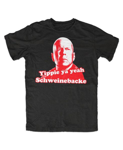 

summer novelty cartoon yippie ya yeah fun bruce willis die hard 'schwarz' movie sport hooded sweatshirt hoodie men t shirt