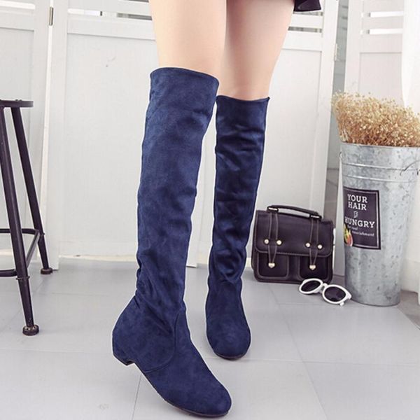 

women's high boots shoes fashion women over the knee boots new autumn winter flock botas feminina thigh high ladies, Black