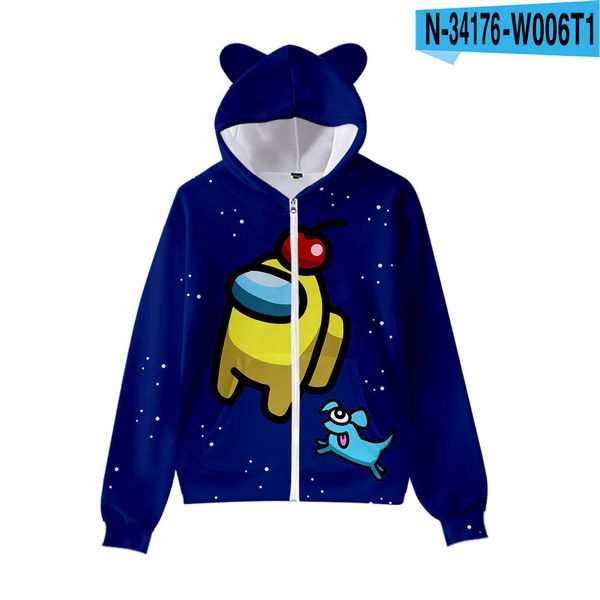 

2020 winter among us impostor kids hoodies hooded cat ears cute cotton casual hip hop harajuku streetwear hoodie sweatshirts c0127, Black