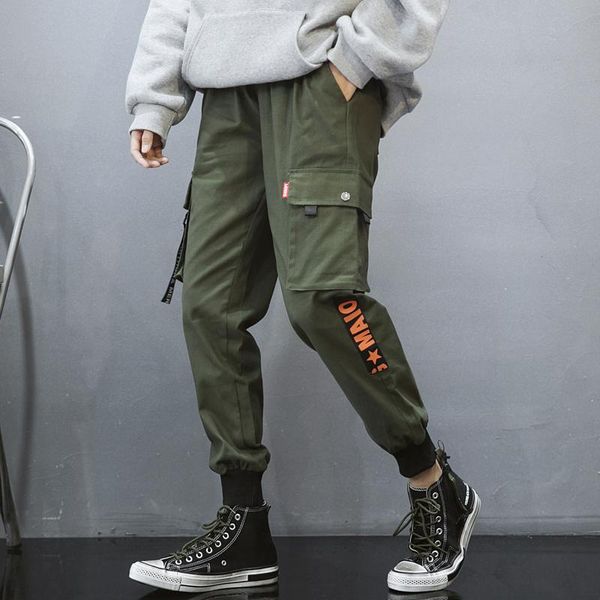 

hip hop cargo pants men streetwear fashion joggers sweatpants casual harem trousers autumnharajuku tide clothing, Black