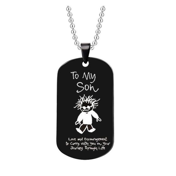 

stainless steel men's necklaces personality necklace & keyround dog tags for women family friend pendant long chain jlliks, Black
