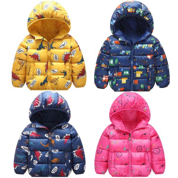 

autumn boys down jackets hooded children cartoon warm fashion baby kids coat clothes girls outerwear jacket, Blue;gray