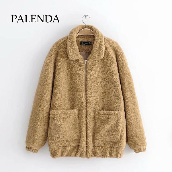 

women's fur & faux women warm autumn lambskin coat jacket zipper short femal, Black