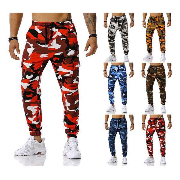 

drawstring outdoor football training fitness sports trousers casual breathable men sweatpants mens patchwork camouflage jogging pants loose, Black
