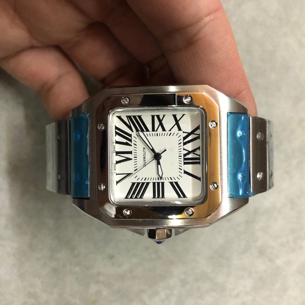 

sale designer wssa0018 automatic men sapphire santo mechanical mens 42mm dial white automatic wristwatch steel stainless strap watch, Slivery;brown