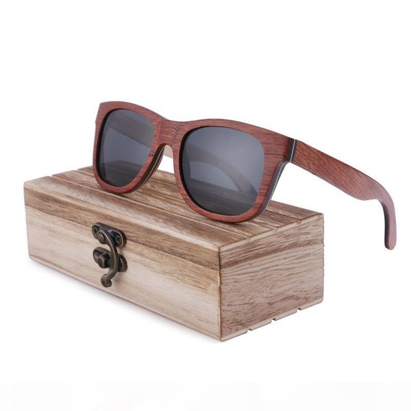 

polarized sunglasses women men layered skateboard wooden frame square style glasses for ladies eyewear with bamboo box, White;black