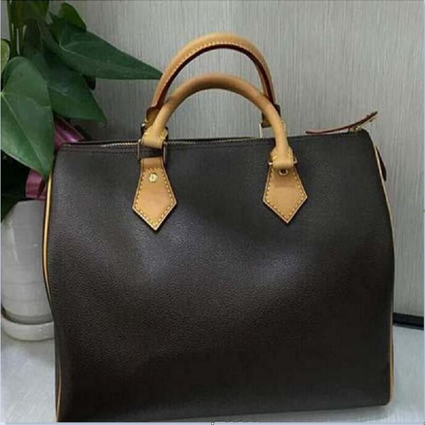 

fashion flower plaid women bag brown leather bags brand designer luxury lady bolsas shoulder sale feminina speedy l41526 handbags umfpw, Red;black