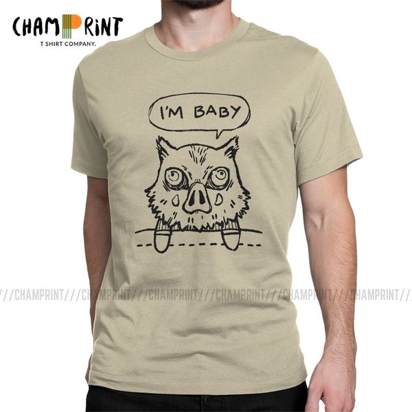 

sport i'm baby inosuke men's t shirts demon slayer anime demon blade funny tees short sleeve t-shirts pure cotton 5xl clothing
