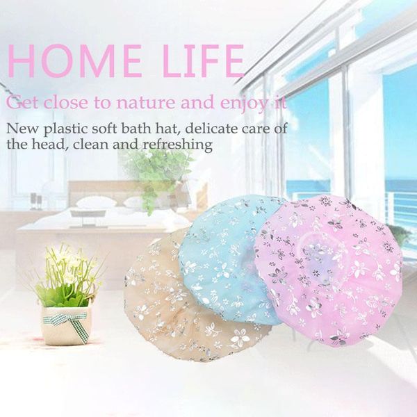 

waterproof resuable bathroom accessories shower hat 1pc elastic bath spa cap women supplies bath hair cap h jllgcd
