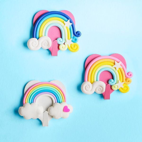 

wall hooks wall coat keys bags clothes hanger bedroom decor hooks self adhesive cute fantasy rainbow shape1
