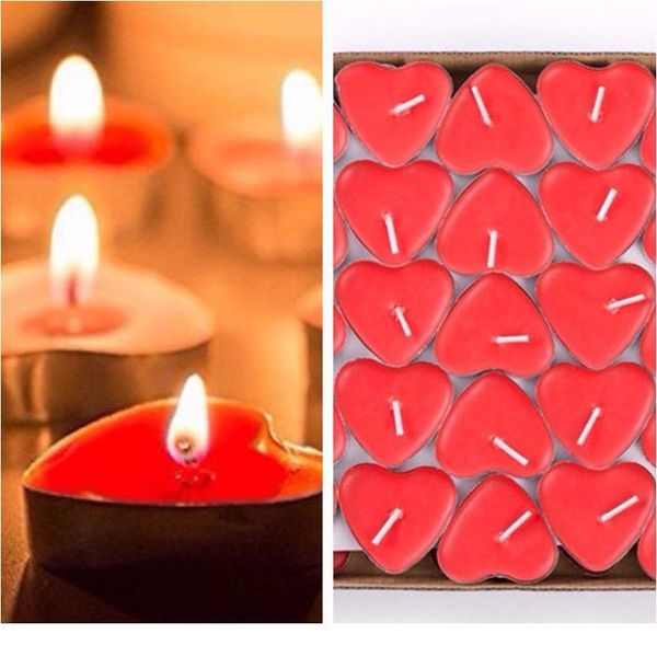 

50 pcs valentine's day heart candle smokeless scented tea light creative decor wax party wedding 2019 handmade shape p jllsei