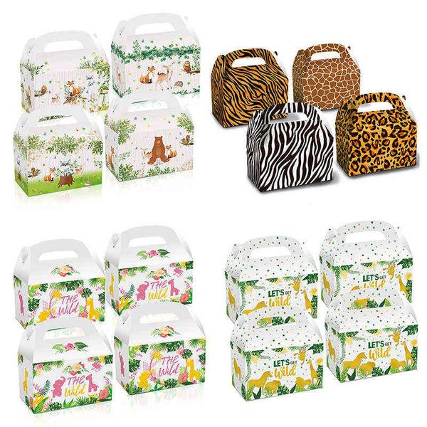 12 шт. / Лот милые дикие животные конфеты конфеты коробки оленей шаблон / леопард подарочная коробка Fox / Bear Boxuit Box для детей день рождения поставки H1231