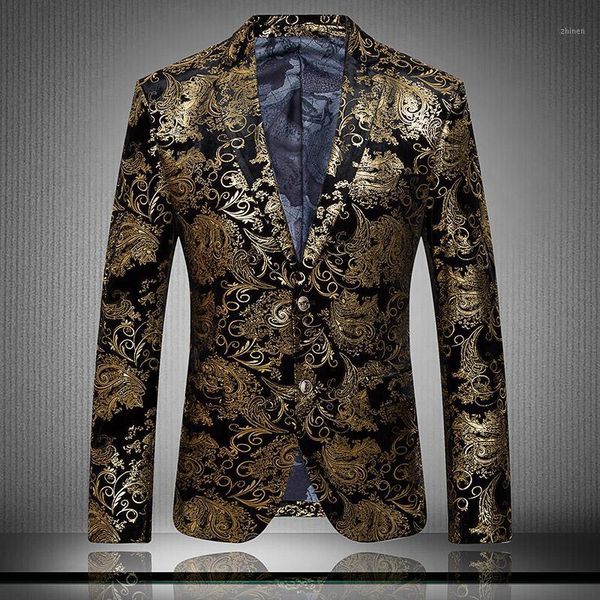 

2021 brand clothing luxurious gold suits mens printing blazer casual floral jaqueta de luxo blazer jackets for men1, White;black