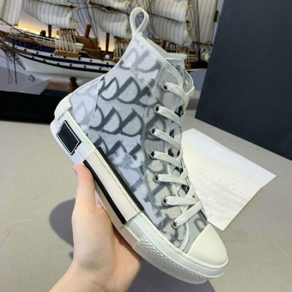 

b23 b22 designer casual shoes women men fashion high low sneakers oblique trainers embroidery printed alphabet canvas shoe stylist, Black