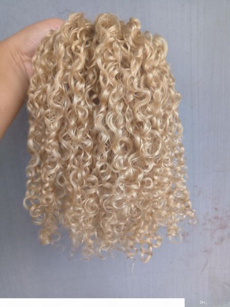 

new style strong chinese virgin remy curly hair weft human hair extensions blonde 6130# color 100g one bundle, Black