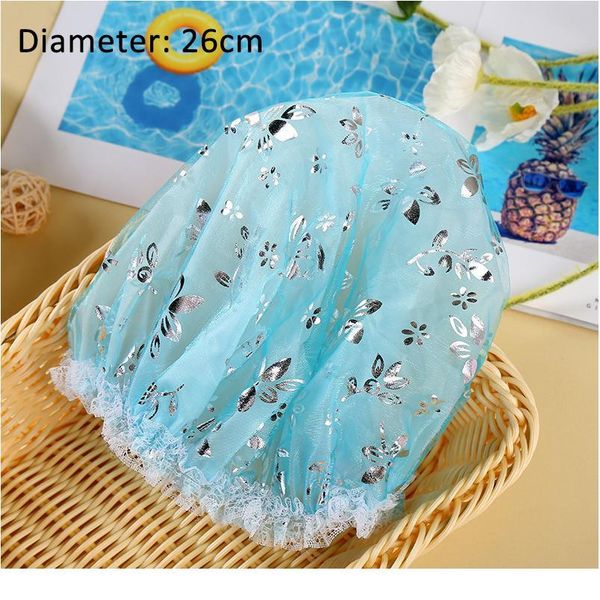

shower cap bath hat double layer lace 4colors thicken elastic waterproof bathroom product bathing cap children's jlltoa
