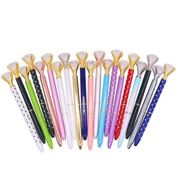 

2019 fashion creative crystal glass kawaii ballpoint pen with large diamond luxury pen school office supplies ha jllzni yeah2010, Blue;orange