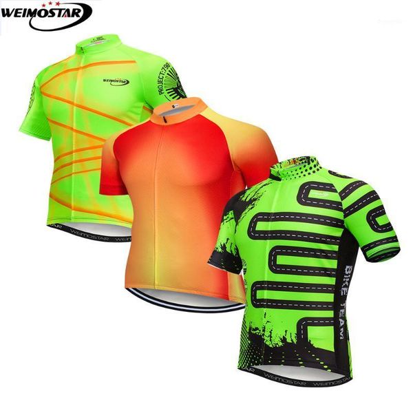 

weimostar 2020 pro team cycling jersey bike shirt mtb ropa ciclismo outdoor clothes men summer bicycling maillot wear green1, Black;red