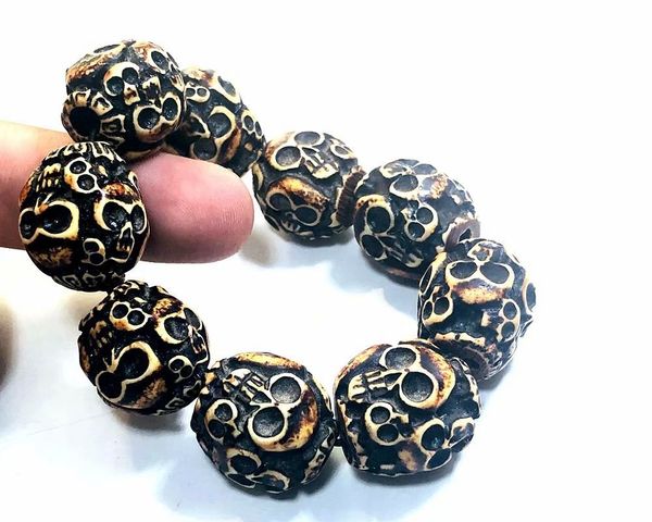 

yqtdmy 10 pcs punk party bracelet classic skull fashiong jewelry biker skull, Black