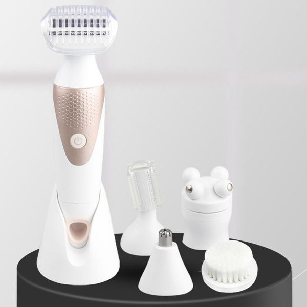 

electric shaver, cordless rechargeable epilator with razor head, facial cleansing brush, for woman body, leg, bikini