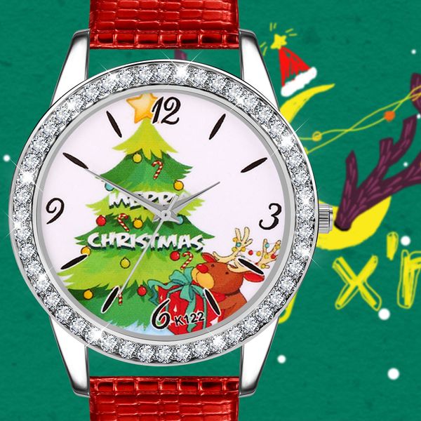 

christmas printed diamond digital scale watches for women quartz watch clock montre femme zegarek damski ladies watch, Silver