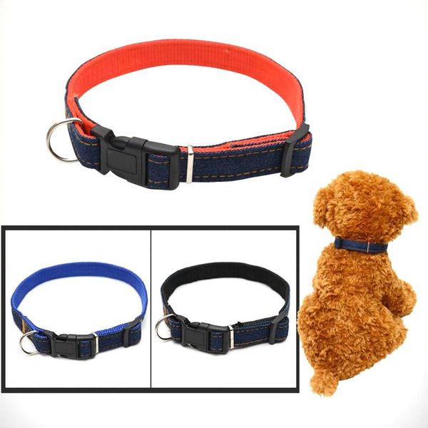 

dog collars & leashes adjustable leash collar pet outdoor training traction necklace decoration denim jean