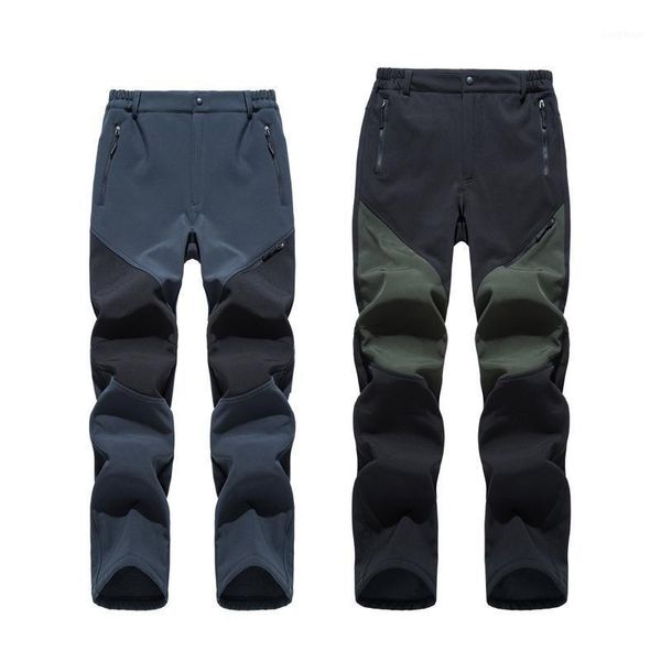 

outdoor pants facecozy camp hiking for men casual winter autumn fleece snow windproof waterproof breathable soft shell trousers1, Black;green