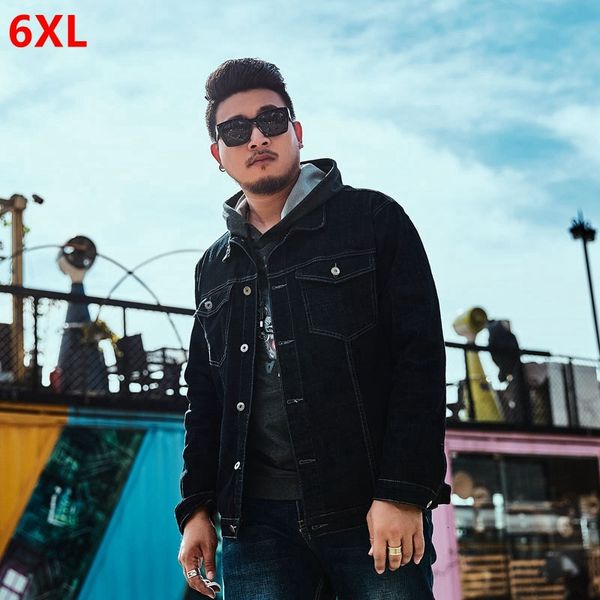 

autumn male plus fertilizer increase denim jacket big size scorpion wear loose shirt big person extra large size coat 6xl