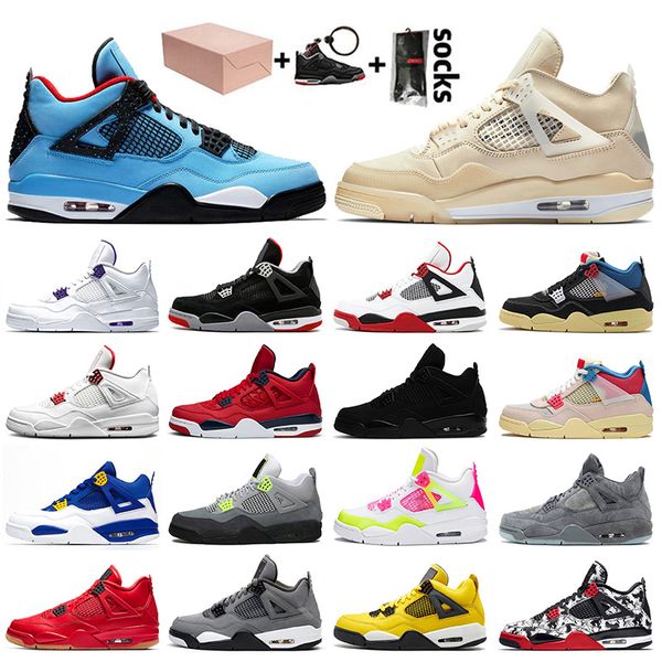 

with box travis fire red jumpman 4 4s undefeated taupe haze women mens basketball shoes guava ice mens trainers sneakers bred size 47